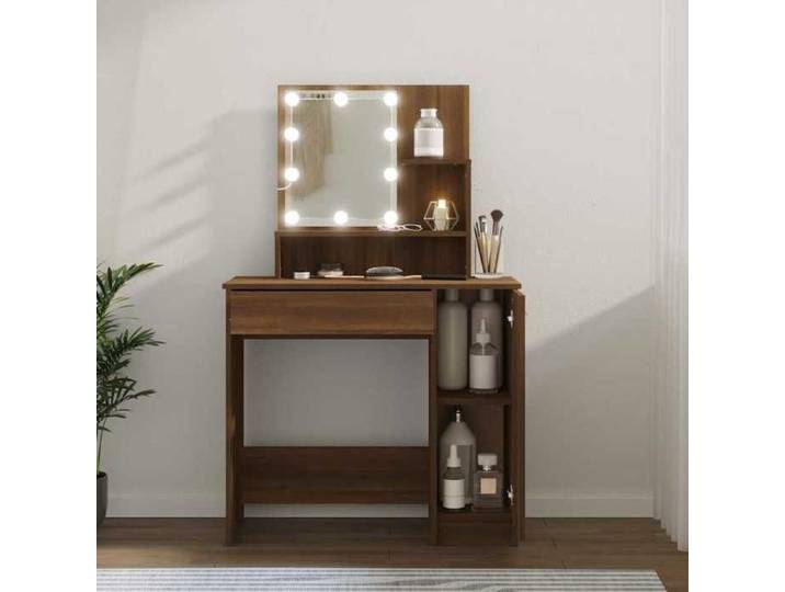 Coiffeuse avec LED Chêne marron 86 5x35x136 cm - Cadre durable - design élégant(6225)