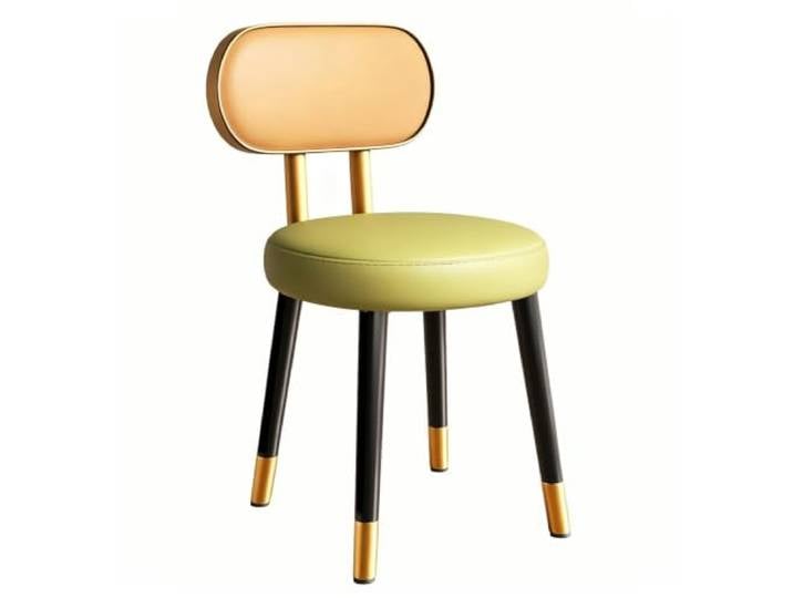 FCZVWPR Moderner Schminkstuhl, Runder Esszimmerstuhl Mit Rückenlehne Runder Gepolsterter Make-up-Stuhl, Esszimmerstuhl, For Schlafzimmer, Kommode, Küche(Orange+Green)