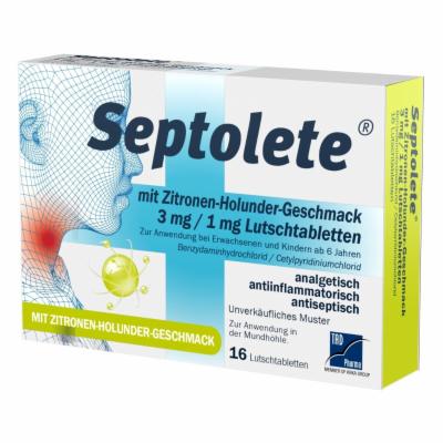TAD Pharma GmbH SEPTOLETE m.Zitronen-Holund.Geschm.3mg/1mg Lut.-T. 16 St 19104446