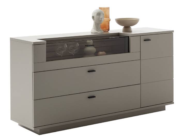 Sideboard Lüttich , Basalt / Wotan Eiche , ohne Beleuchtung