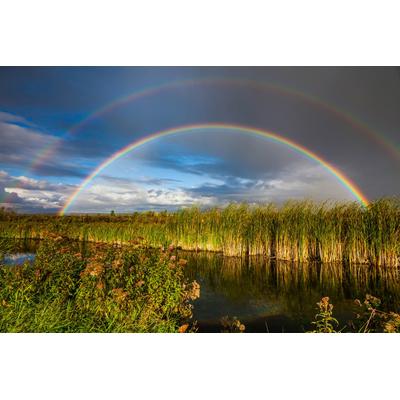 Papermoon "REGENBOGEN ÜBER FLUSS-LANDSCHAFT NATUR HIMMEL WOLKEN"