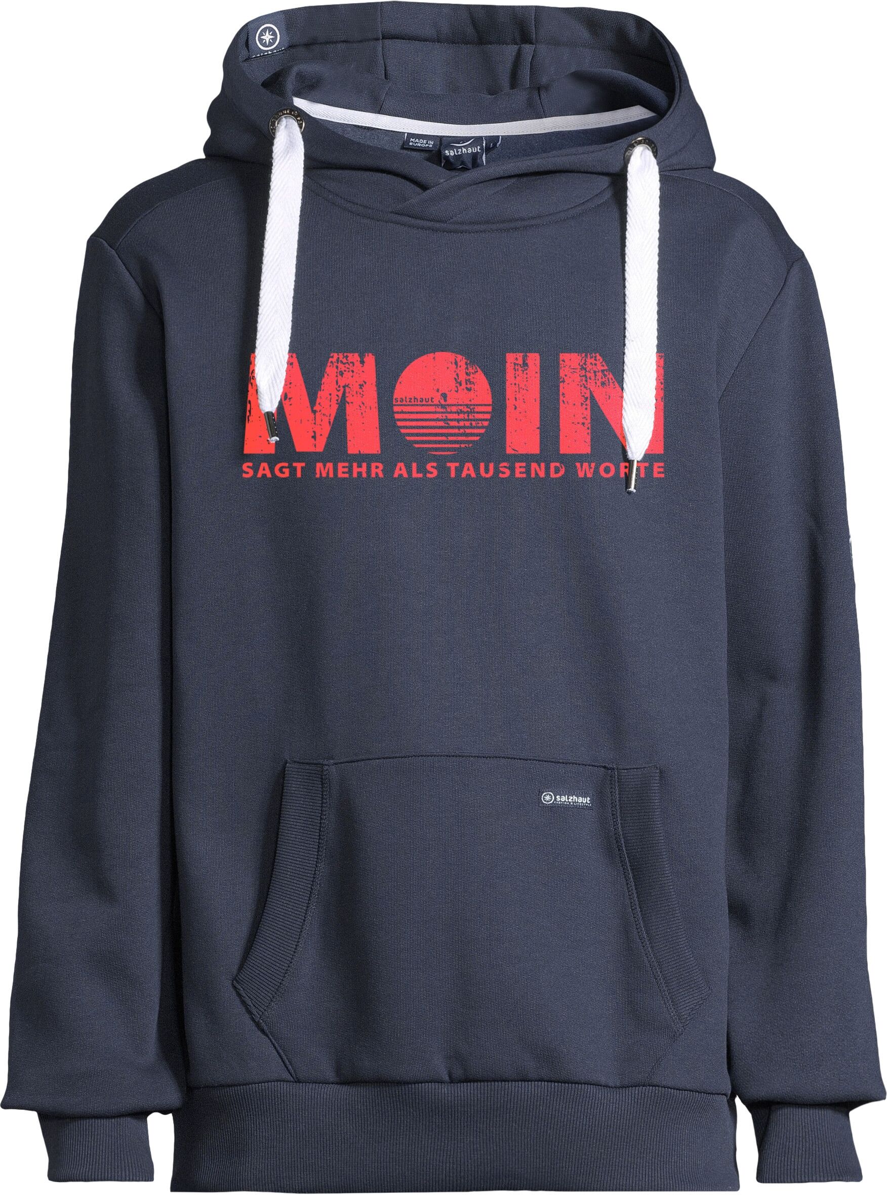 Kapuzenpullover SALZHAUT "Hoodie HEFF - MOIN sagt mehr als tausend Worte", Herren, Gr. S, blau (navy), Obermaterial: 55% Baumwolle CO. 45% Polyester PES., Pullover Kapuzenpullover