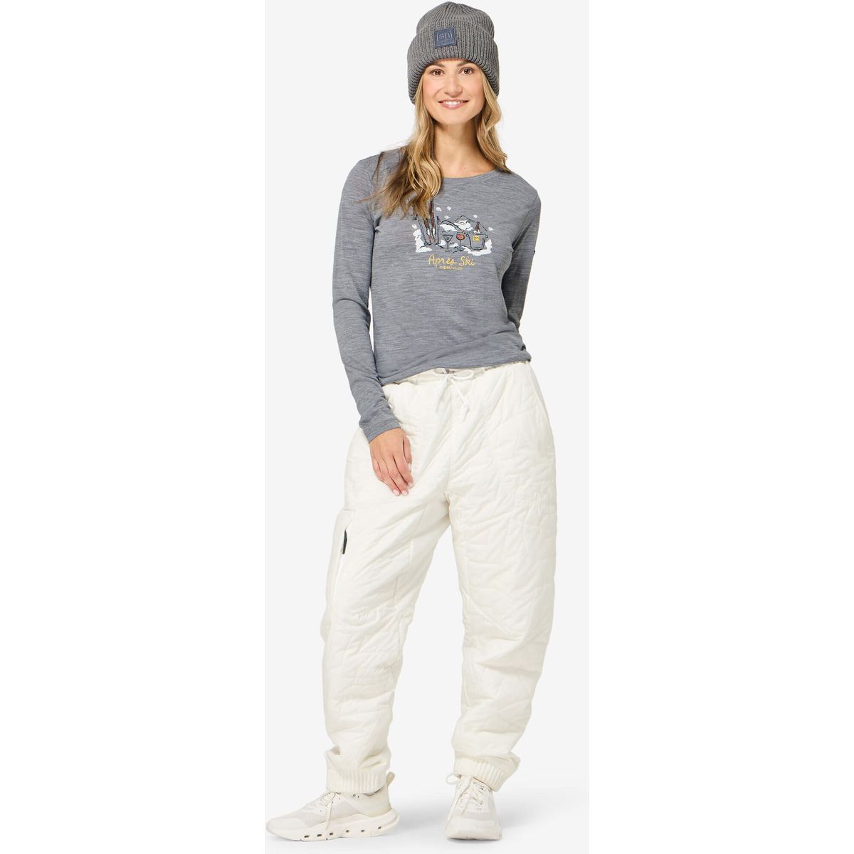 Super.Natural W Apres Ski LS cashmere grey melange/various (35G) M SNWP0411035GM