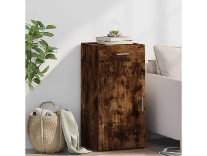 RJPLMFV Anrichte Eiche Rauchfarben, 45 x 42,5 x 93 cm, Holz Mit Schublade, praktische Tür, feuchtigkeitsbeständig, Wandbefestigung inklusive
