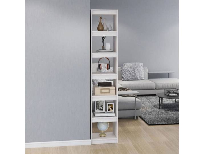 (SOLDES DEC)Bibliothèque - - Meuble Étagère - support livres -/Séparateur de pièce Blanc 40x30x199 cm Pin massif 01_1180244