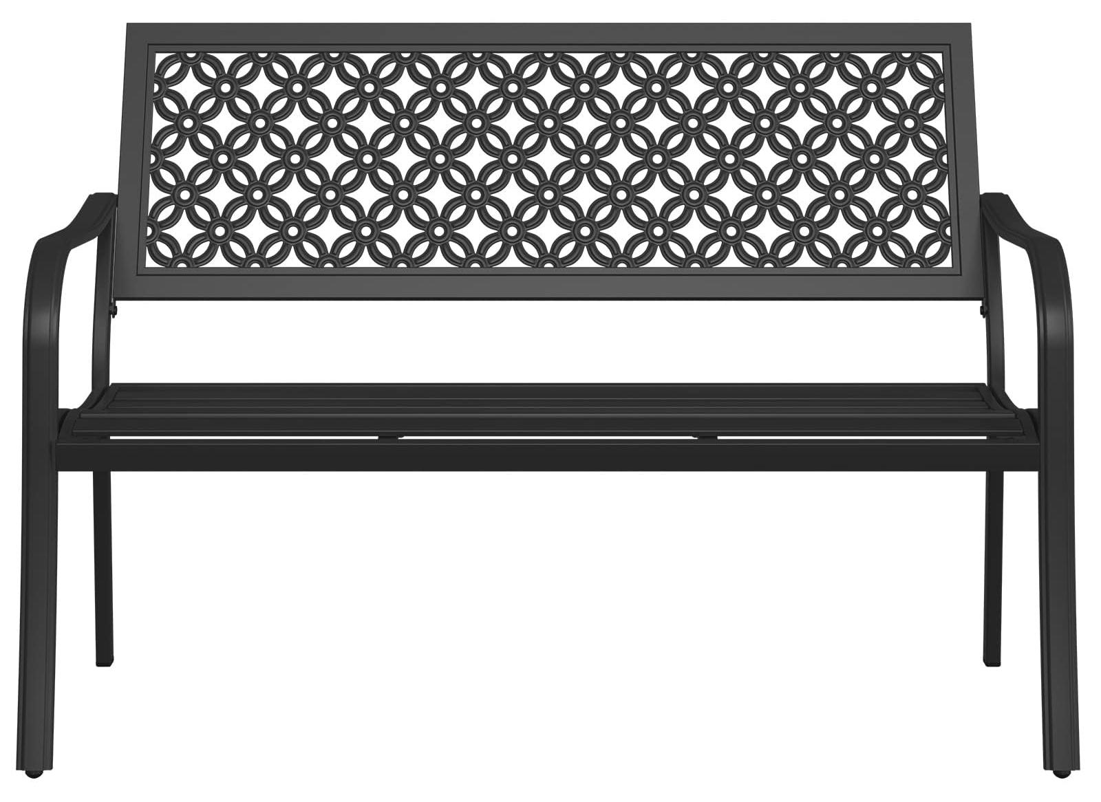 Gartenbank, schwarz - 3 Sitzplätze - 125 cm breit - Eisenrahmen