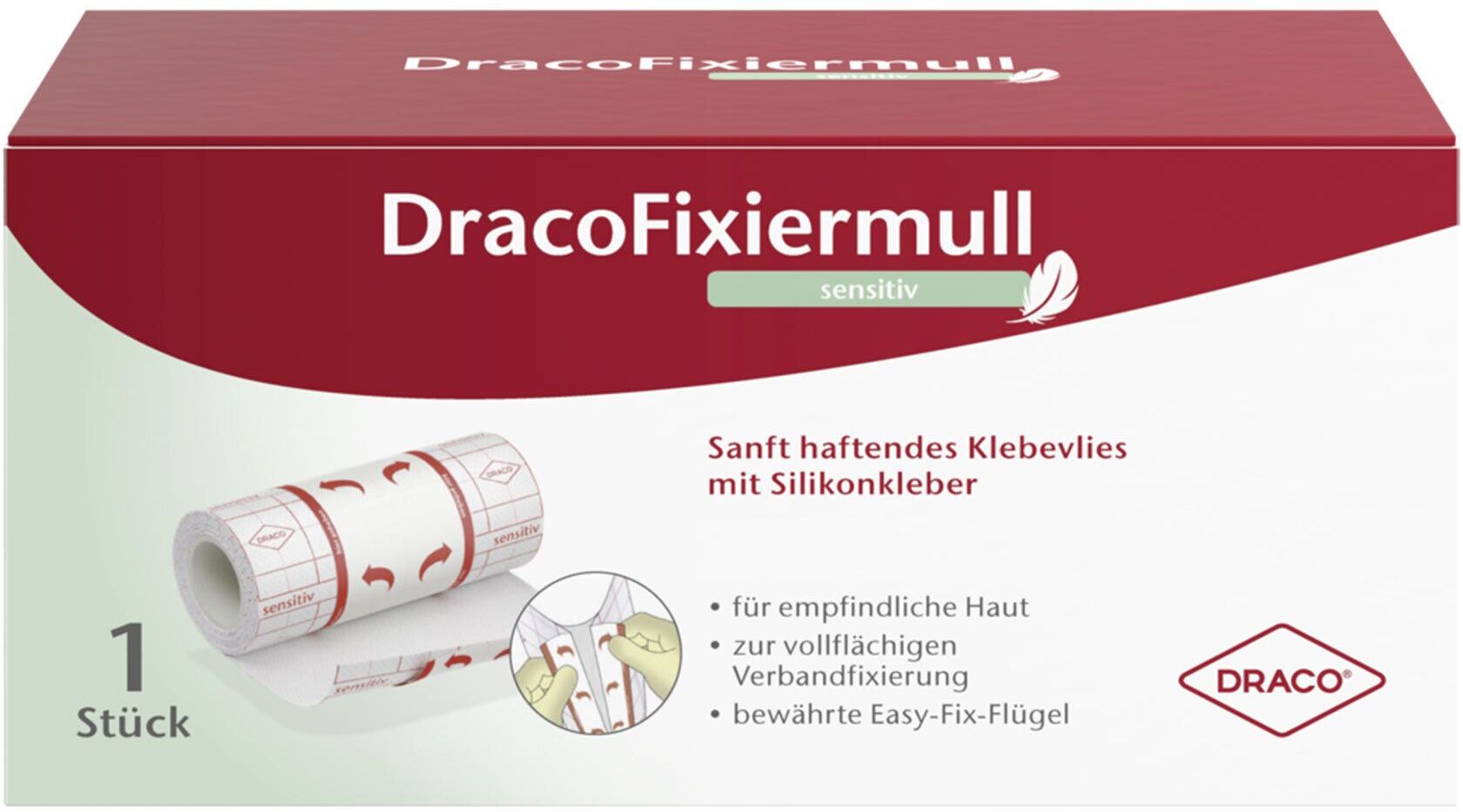 Dracofixiermull sensitiv 10 cmx5 m 1 St Verband