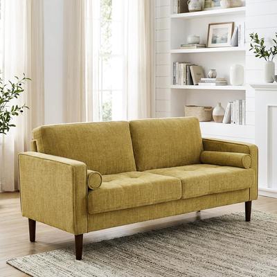 Uixe "62"" W Modern Upholstered Chenille Tufted Loveseat with Armrest Pillows"