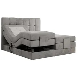 BOXSPRINGBETT VITTORIA 200/200 - Hellgrau Velvet - H4
