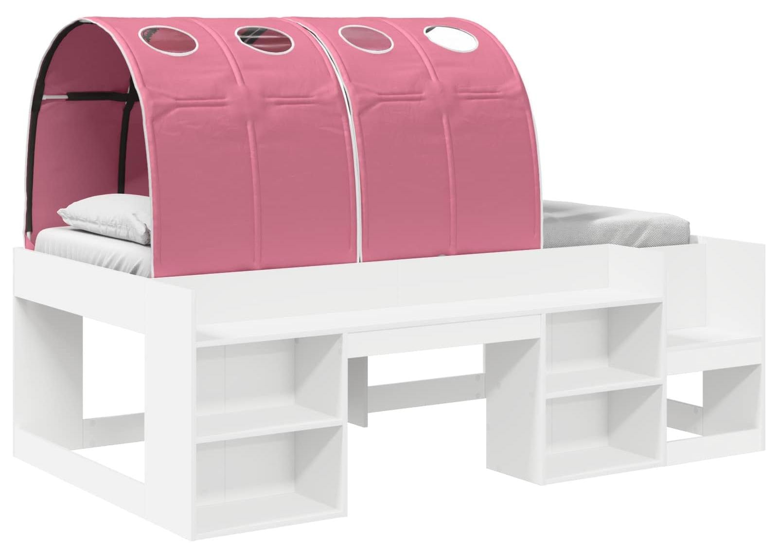vidaXL Kinderbed met hemelbed en opbergruimte, wit en roze