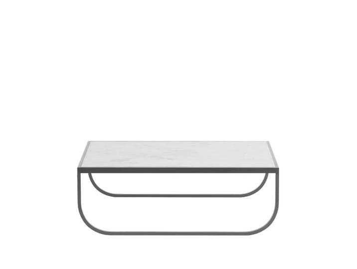 Asplund Table basse Tati Low marble blanc, support storm grey