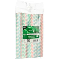 PAPSTAR Strohhalme pure farbsortiert - 100 Stück