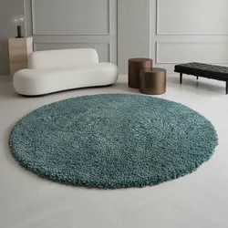 Hochflorteppich SPREE, einfarbig, Türkis, Ø 120 cm