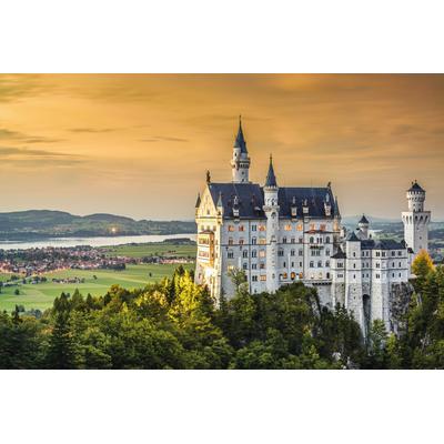 Fototapete PAPERMOON "Neuschwanstein Castle", bunt, B:5m L:2,8m, Vlies, Tapeten