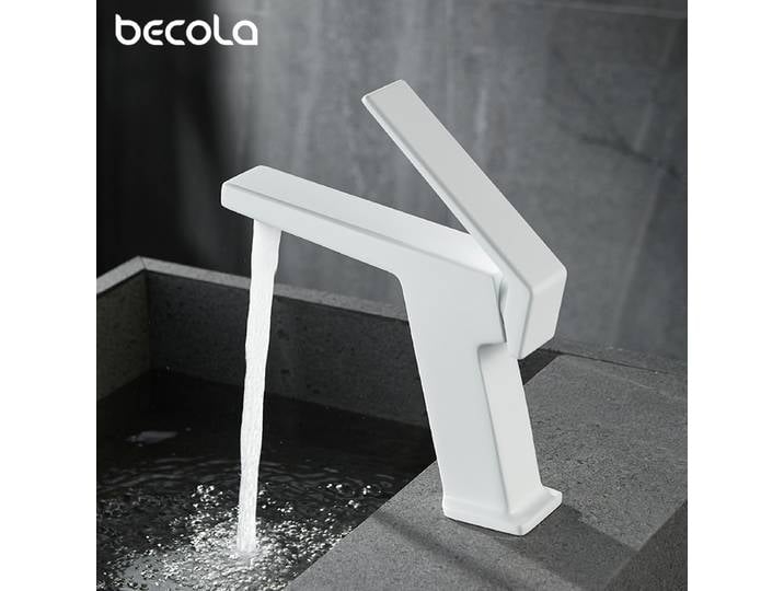 Becola-Robinet d'Eau Chaude et Froide à Levier Unique, Bassin Blanc Haut/Court