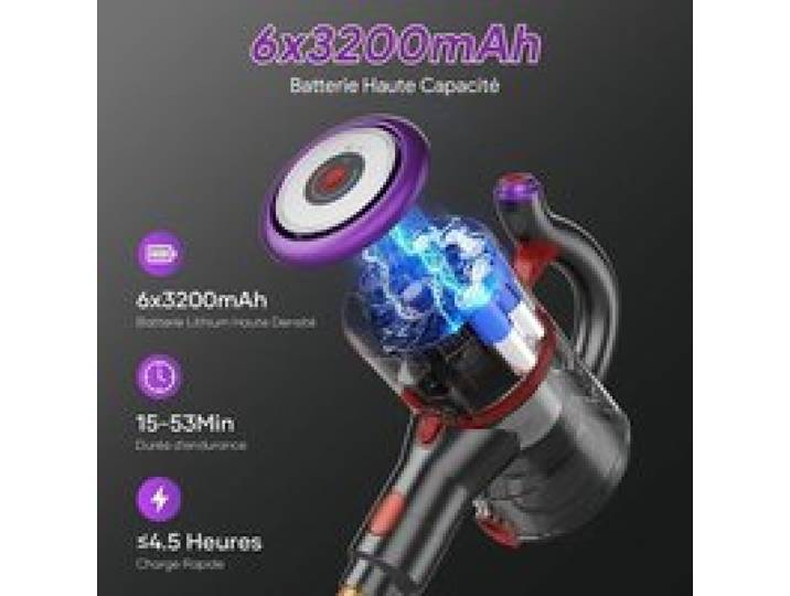 Aspirateur Balai Sans Fil - ONSEEN - Modèle Silencieux -45000 Pa - 53Minutes dAutonomie vert ASPIRATEUR BALAI