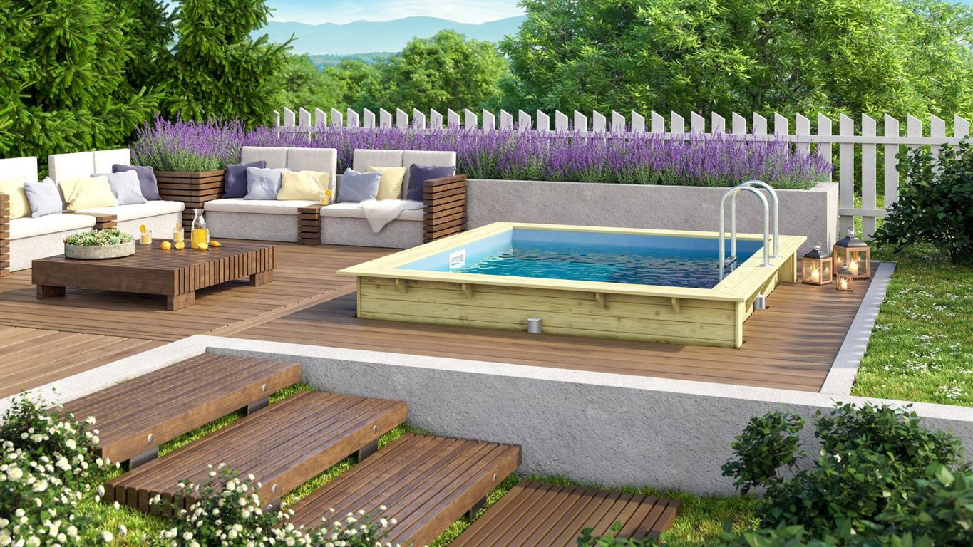 KARIBUHOLZT Pool Rechteck 44mm Größe 1 KDI Grundkörper 350x320cm 16905365
