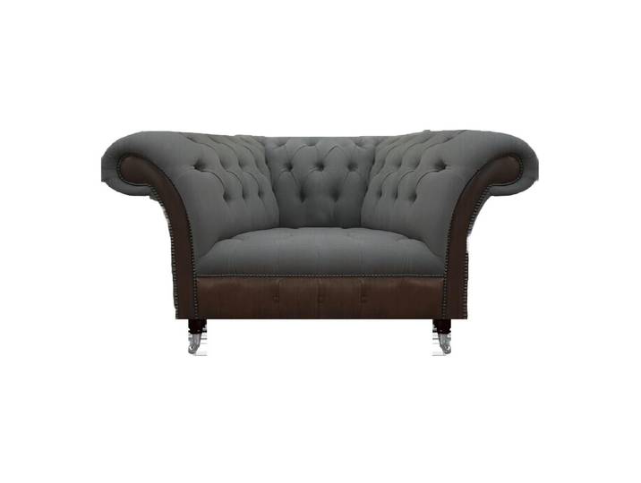 JVmoebel Chesterfield-Sessel Grau-brauner Chesterfield Sessel mit hohem Sitzkomfort (Sessel), Made in Europa