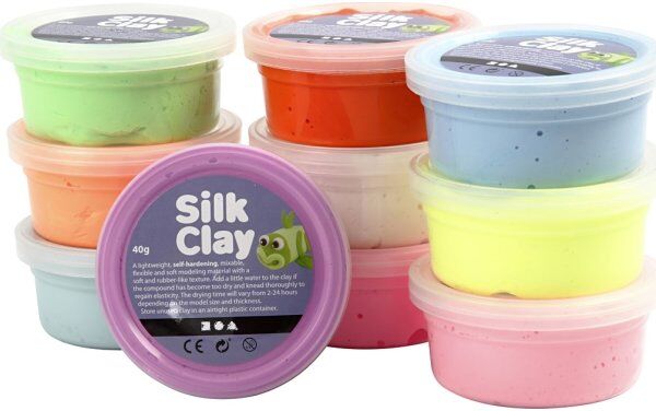Silk Clay Modellermasse, 10x40 G, Lyse Farver