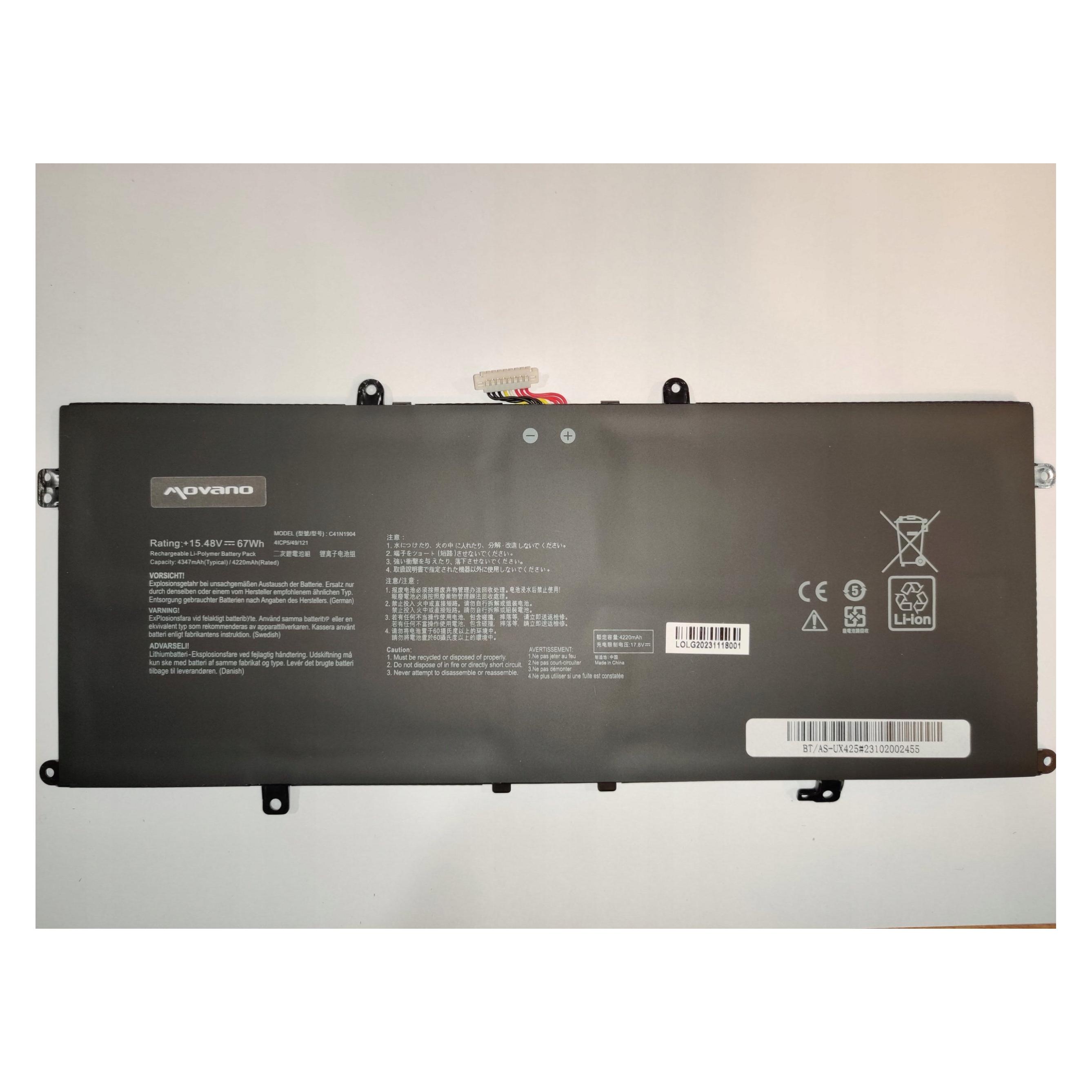 Movano Bateria Bateria C41N1904 do Asus UX325JA UX325EA UX363EA UM425IA UX425JA (BT/AS-UX425)