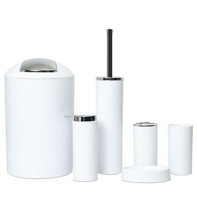 Badezimmer-Accessoires-Set 6-tlg Toilettenbürste Seifenschale Mülleimer Zahnbürstenbecher Seifenspender Haushalt für Bad Dekoration abs