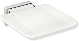 Hewi System 900 Mobiler-Klappsitz 900.51.4004098 350 x 110 x 420 mm, Sitzfläche signalweiß, Wandkonsole Edelstahl verchromt