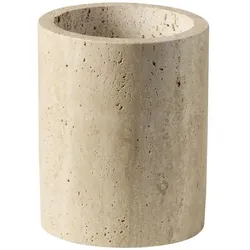 APS Besteckbehälter TRAVERTINE - Travertin (Kalkstein), Ø 11 cm, Höhe 13,5 cm, mit Abflussloch