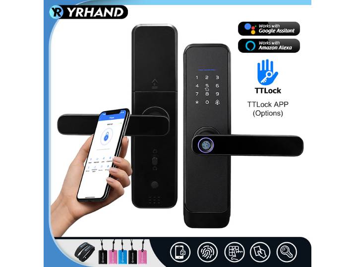 Serrure à empreintes digitales, étanche, Wifi, télécommande, Bluetooth, TTLock, carte d'application, Code numérique, serrure de porte intelligente électronique sans clé