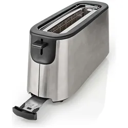 Nedis Toaster Edelstahl Serie 1 Steckplätz Bräunungsstufen: 6 Auftaufunktion Brötchenaufsatz Alumini, Toaster, Silber