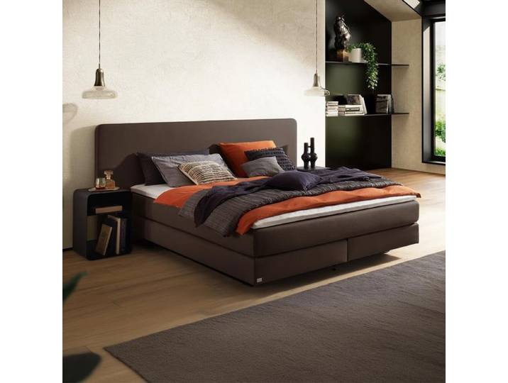 Boxspringbett Tecoa Kunstleder 200x200cm TTF-Box Härtegrad: H3 Braun modern