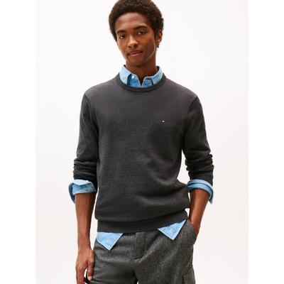 Rundhalspullover TOMMY HILFIGER "ESSENTIAL COTTON", Herren, Gr. XXL, grau (dunkelgrau heather), Strick, Obermaterial: 100% Baumwolle, regular fit, Rundhals, Rippbündchen, Pullover Rundhalspullover, Crewneck Regular Fit Premium Mode