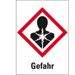 König Werbeanlagen Dreifke® Aufkleber I Gefahrensymbol Gesundheitsgefahr GHS 08, Gefahr, Folie, 52x74mm, GHS-Verordnung