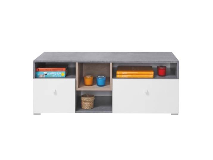 Lomadox Fernsehschrank Lowboard 120cm in Beton weiß Eiche