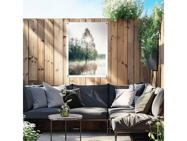 Poster extérieur Soleil arbres PVC Vert/Vert 60 x 80 x 0cm