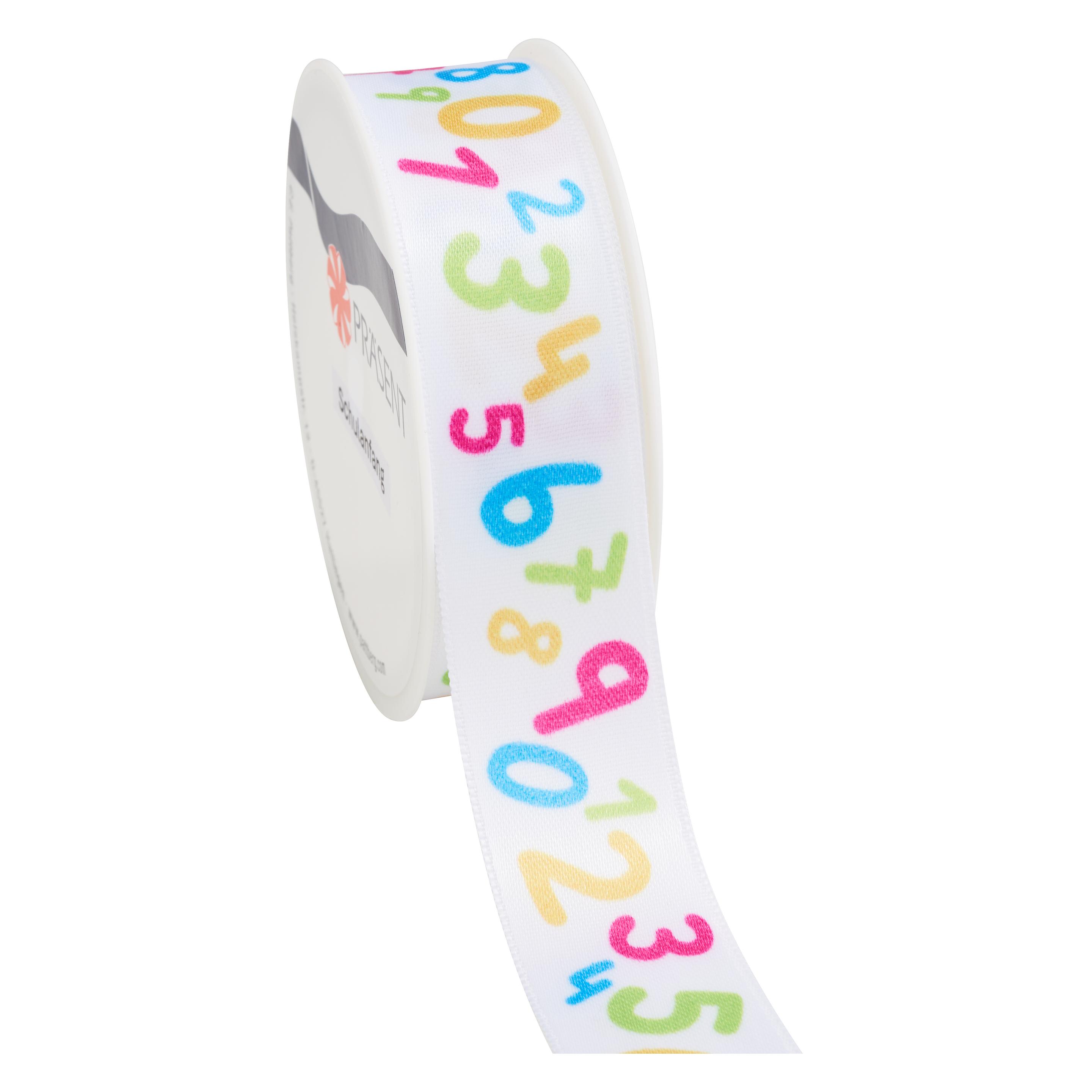 Magni PRÄSENT Satinband Schulanfang bunte Zahlen 25mmx3m (1x) (4312503-049)