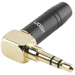HICON Klinke (3,5mm), 3-pol , Aluminium-Kabelstecker, echtvergoldete(r) Kontakt(e), abgewinkelt 90°, schwarz