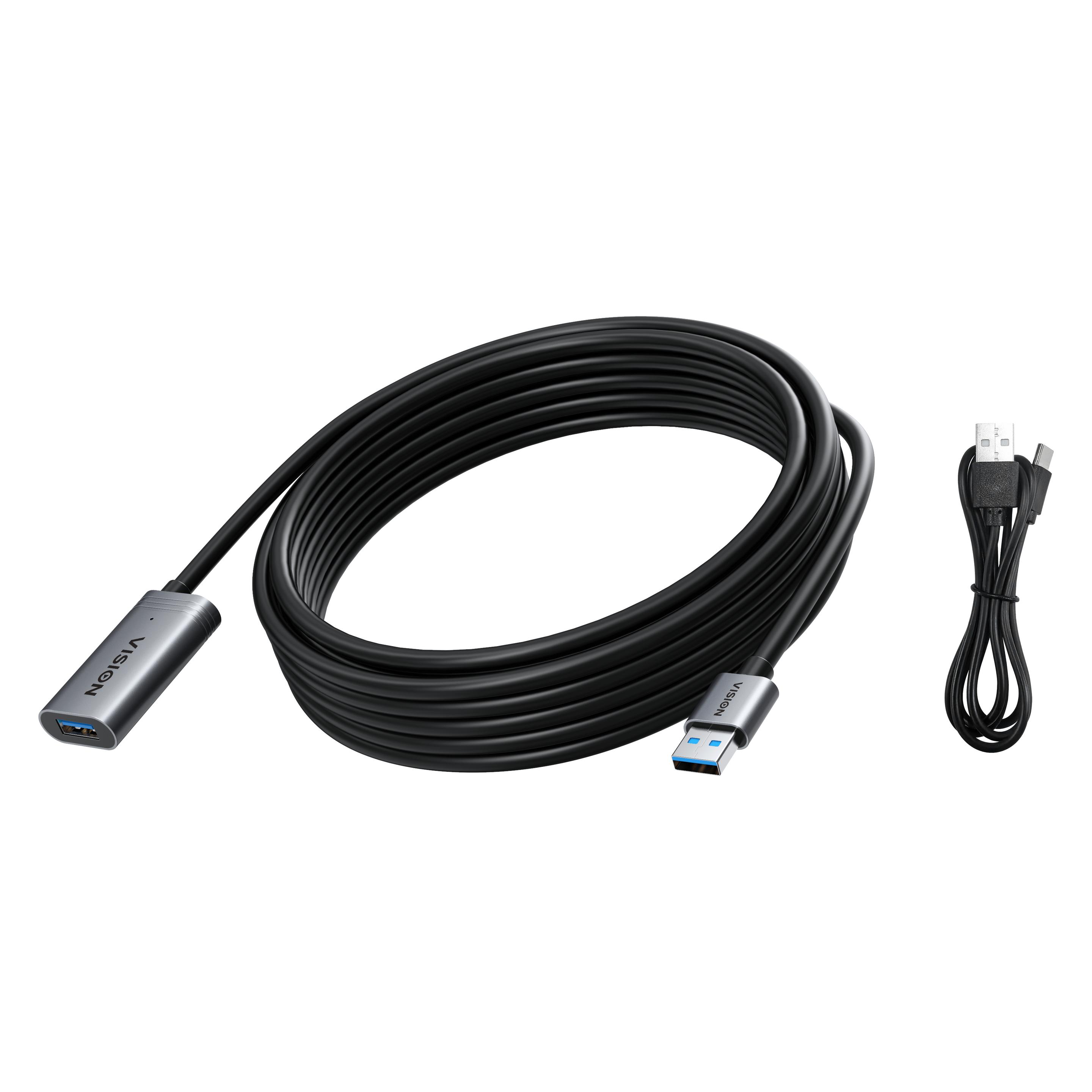 Vision 5 m Black USB 3.0 extension cable (5 m, USB 3.2 Gen 1) (TC 5MUSB3.0EXT+/BL)