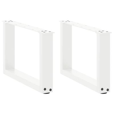 Helloshop26 - Set aus 2 U-förmigen Couchtischbeinen 50 x 30 cm robuste Konstruktion mit modernen Nivellierfüßen aus weißem Stahl