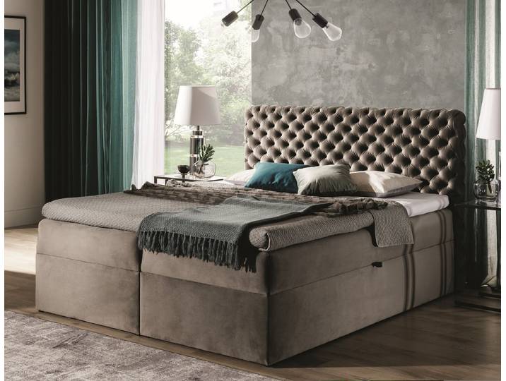 MF Design Boxspringbett Boxspringbett CHESTERFIELD mit Bettkasten und Federautomatik aus, Vorhanden