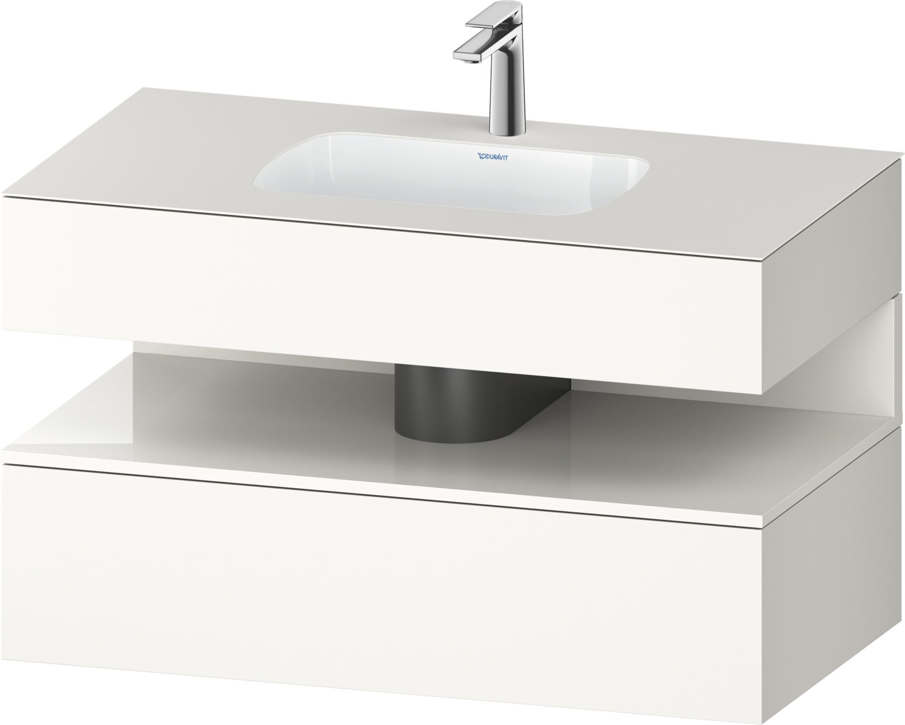 Duravit Einbauwaschtisch-Möbel-Set Qatego 100x55x60cm, w hgl/we matt, Konsolen-Waschtischunterbau (QA4786022840000)