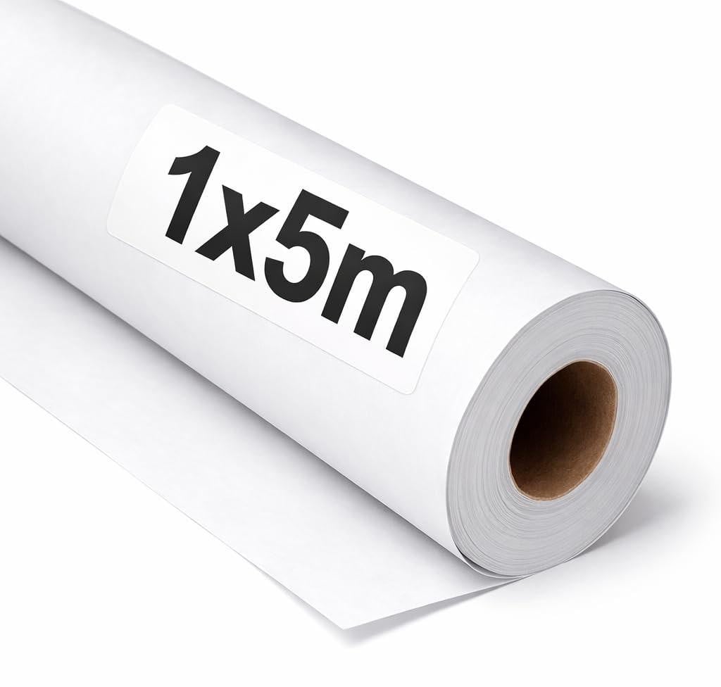 Merkloze Kraftpapier rol wit, 6 rollen van 5 m per stuk