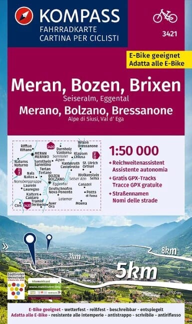 Carte cycliste n° F3421 - Merano (Italie)   Kompass