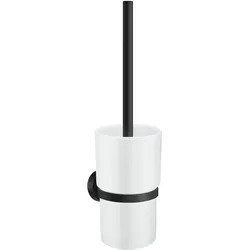 Smedbo HOME - WC-Bürste mit Behälter, Schwarz/Porzellan, Höhe 380 mm HB333P
