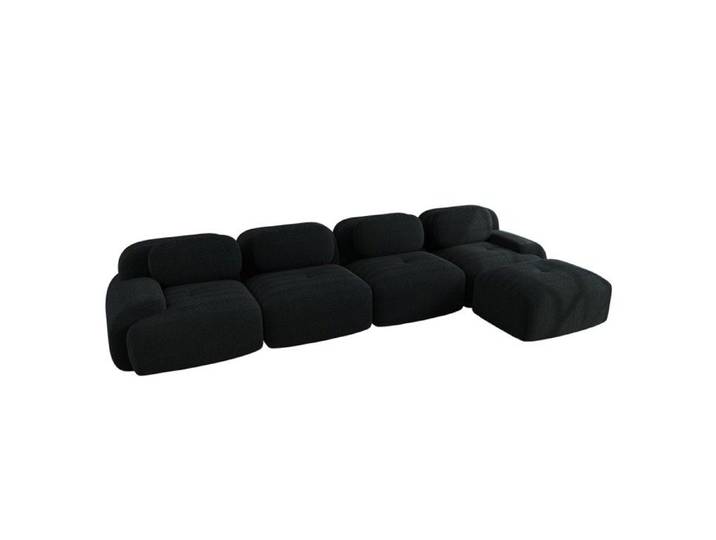 Canapé d'angle 4 places méridienne accoudoirs 32D élastique antidérapant sans assemblage salon home cinéma Noir 388x178x75cm