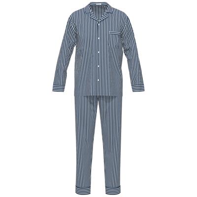 Pyjama SEIDENSTICKER "Herren Pyjama Set lang", Herren, Gr. 56, blau (nightblau), Obermaterial: 100% Baumwolle CO., Homewear-Sets Pyjama