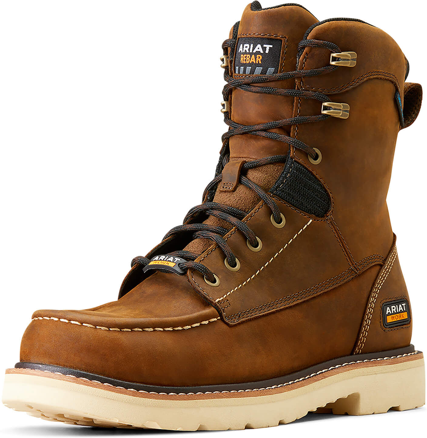 Men's Rebar Lift 8 Waterproof Work Boots in Distressed Brown D / Medium by Ariat