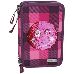 Depesche TOPModel Federtasche Pailletten lila Smiley, 3-Fach, sortiert