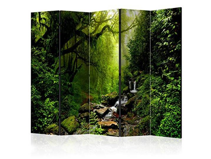 decomonkey Paravent Raumteiler Innen Landschaft, 225x172 cm, 5-teilig, Büro Stabiler Holzrahmen, freistehend, beidseitig bedruckt, hochwertiger Druck, Waldlandschaft-Motiv, hergestellt EU