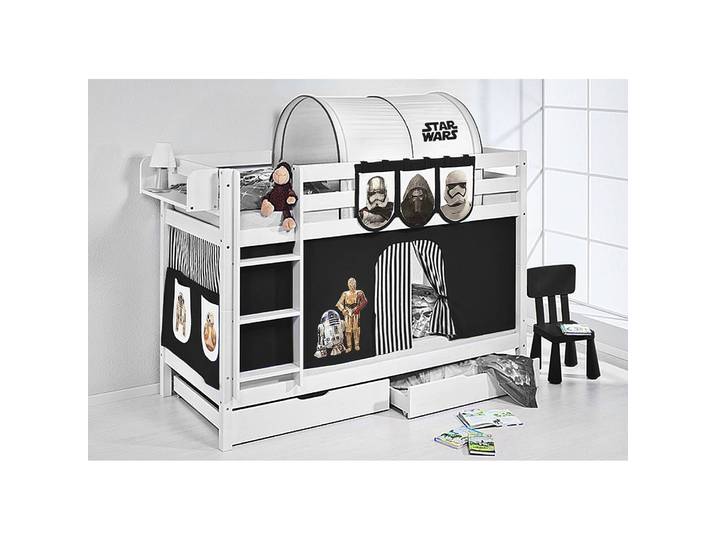 Spielbett JELLE Star Wars Schwarz 90 x 200cm Weiß