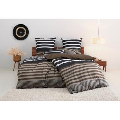 Bettwäsche OTTO HOME "Majoran in 135x200, 155x220 cm u.a. Bettwäsche-Set mit Streifen", braun, B/L: 155cm x 220cm, 1 Stk., 1 Stk., Satin, B/L: 80cm x 80cm, 2, Satin, Obermaterial: 100% Baumwolle, Bettwäsche, Bettwäsche, gestreifte Bettwäsche in 4...
